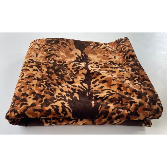 Vintage 80s curtain, brown, leopard / tiger print, faux suede animal print panel - Picture 9 of 9